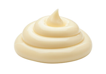 A swirl of creamy mayonnaise isolated on a transparent background