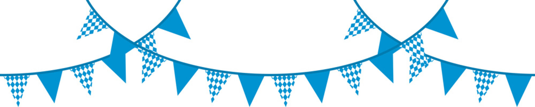 Seamless Bavarian Flag Party Bunting with Blue and White Diamond Pattern for Oktoberfest