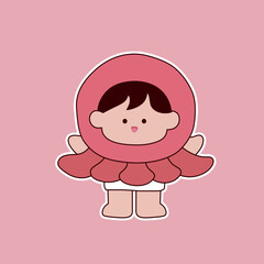 Cute cartoon girl sticker