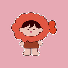 Cute cartoon girl sticker