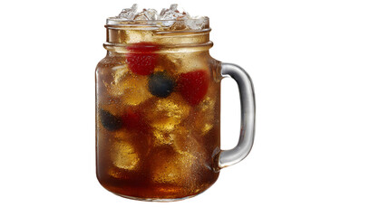 Mason Jar Filled with Colorful Contents Isolated on White