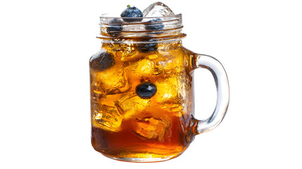 Mason Jar Filled with Colorful Contents Isolated on White