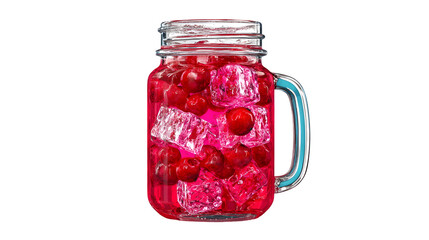 Mason Jar Filled with Colorful Contents Isolated on White