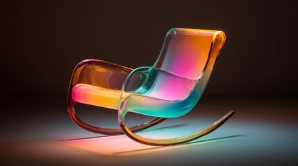 Multicolored translucent rocking chair