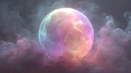 Multicolored sphere in smoky atmosphere