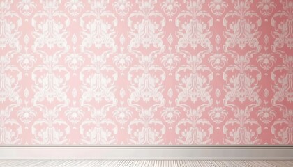 Soft pink wallpaper with a subtle damask pattern perfect for adding a touch of elegance to any room, background, decor