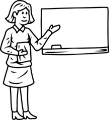 Female teacher presenting on a whiteboard