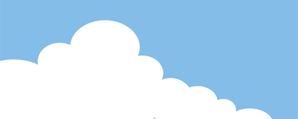 Fototapeta premium Set of white cloud icons on a blue background. Cloud shapes vary in size and form. Simple cloud design for weather or sky themes. Cloud icons in a grid layout. Weather illustration, vector set.