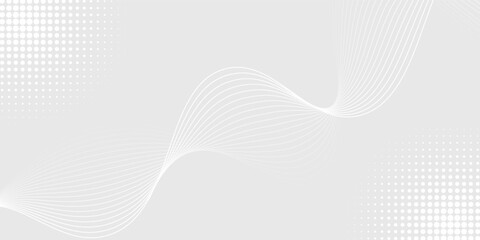Futuristic gray white abstract background. shining wave lines pattern for banner, wallpaper, cover. Vector illustration