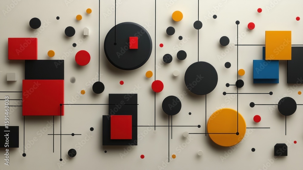 Fototapete abstract composition with geometric shapes and lines, showcasing a modern and minimalist design for 