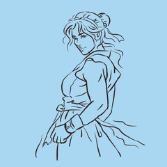 girl in a taekwondo suit posing vector for illustration card decoration