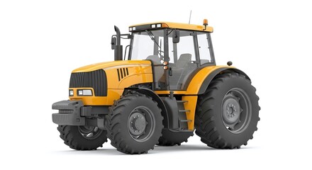 Naklejka premium Modern Yellow Agricultural Tractor on a White Background.