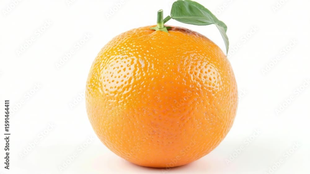 Poster a single orange with a leaf placed on its top, ready for use in still life compositions or as a symb