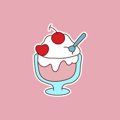 strawberry ice cream sticker