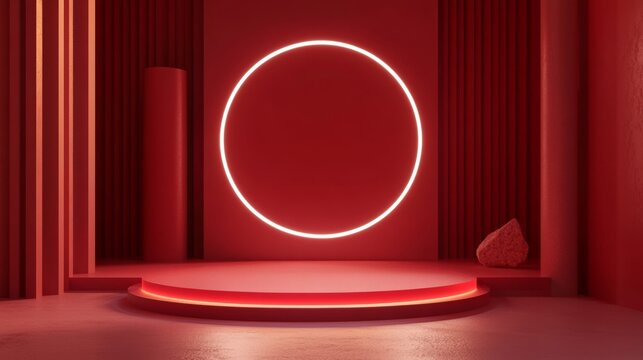 The background of the red e-commerce showcase scene.