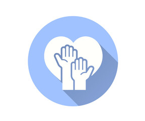 Volunteering flat icon. Simple illustration with long shadow for graphic and web design.