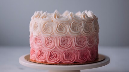 Ombre rose swirl cake