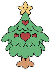 Playful cartoon christmas theme illustrations icons