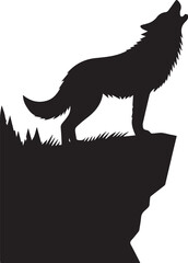 Howling Wolf Silhouette Vector Black and White