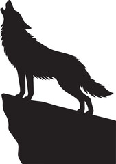 Howling Wolf Silhouette Vector Black and White