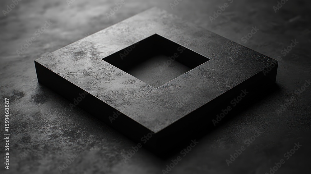 Poster abstract minimalistic metallic square frame on dark textured surface
