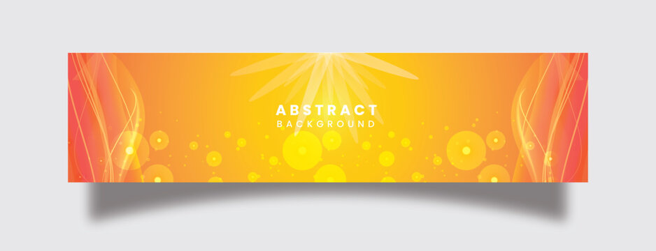 Abstract yellow banner with sun rays and bokeh Linkedin cover design