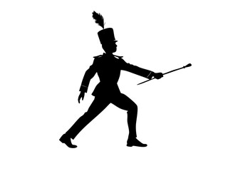drum major silhouette vector art illustration