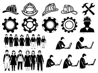 Set of Industrial and Office Worker Icons