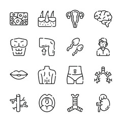 Grab this latest bundle of bioscience and human anatomy outline style icons
