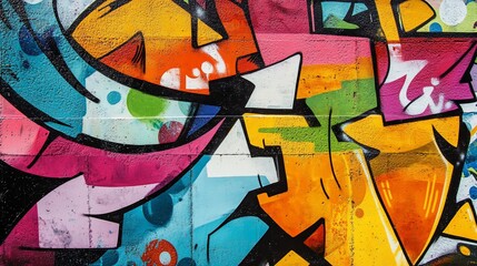 Vibrant urban wall art featuring graffiti and street art designs