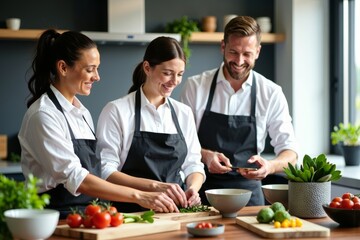 Business Executives Strengthening Bonds through Cooking: A Photo Series Highlighting Collaboration and Innovation