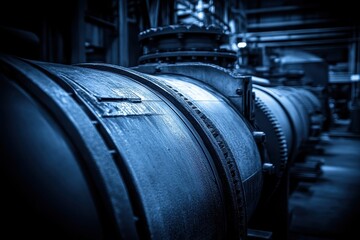Close-up view of industrial metal pipes.