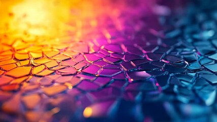 Vibrant abstract close-up of shattered glass pieces reflecting colorful light patterns - Powered by Adobe