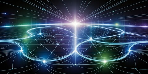 Fototapeta premium Abstract Network Flow with Radiant Centerpoint