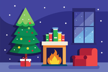 a cozy christmas living room with a decorated tre