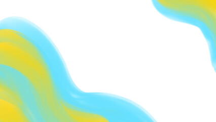 Abstract blue yellow painting art isolated on transparent background with copy space 