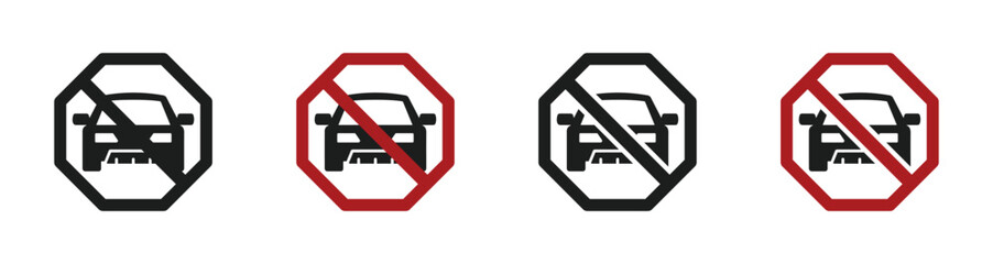 No parking vector icons set. Don't park here icon or sign