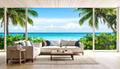 Tropical beach living room interior
