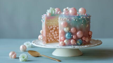 Pastel bubble cake slice