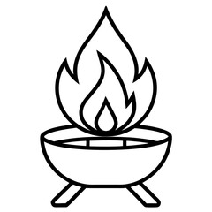 Fire Pit Icon Vector | Generative AI & Linocut Silhouette Design for Microstock