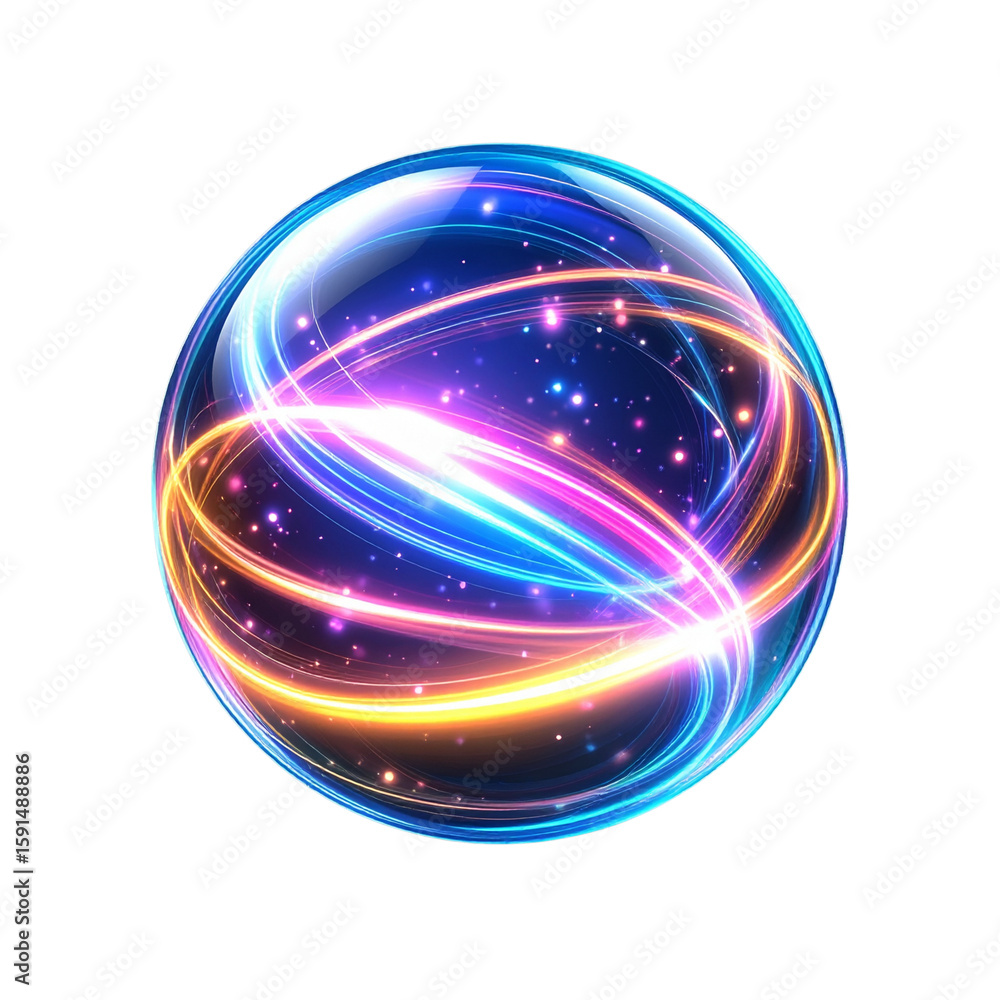 Poster abstract colorful background featuring a swirling rainbow vortex of circles, light, and fluid patter