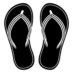 Flip-Flops Icon Vector – Generative AI and Linocut Silhouette Design for Summer and Beach Themes