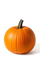 Obraz premium Vibrant Orange Pumpkin, Autumn Harvest, Isolated on White Background, Perfect for Fall Designs.