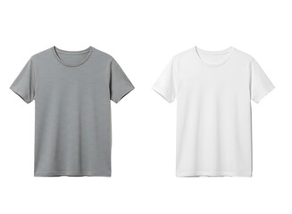 Two t shirts grey and white isolated on transparent background