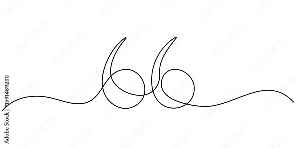 Fototapete one continuous line of a quote mark drawing, single continuous line drawing of a quote mark. one con