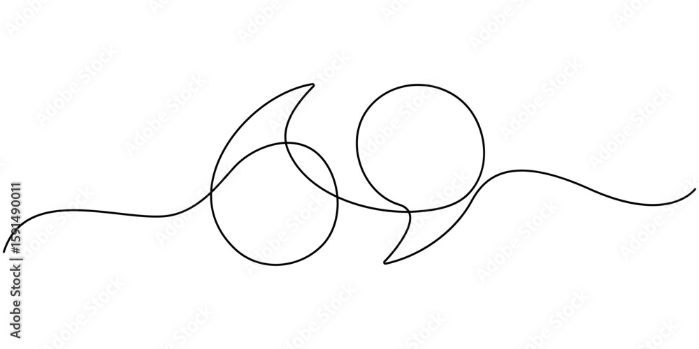 Fototapete one continuous line of a quote mark drawing, single continuous line drawing of a quote mark. one con
