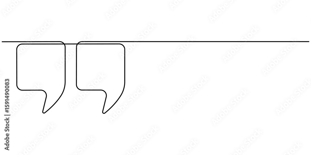 Fototapete one continuous line of a quote mark drawing, single continuous line drawing of a quote mark. one con