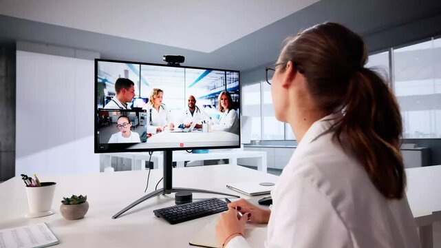 Nurses And Doctors Watching The Webinar