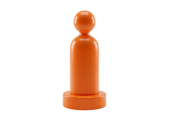 A single orange game piece or pawn isolated on a plain transparent background