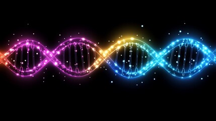 Glowing DNA Helix, Dark Background, Science, Research